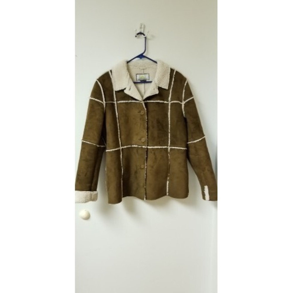 L.E.I. Juniors Brown Sherpa Quilted Lined Jacket Coat Size XL Y2K 2000s